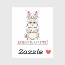 Adesivo Resting Bunny Face Funny Grumpy Rabbit Sarcastic 