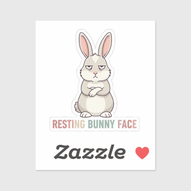 Adesivo Resting Bunny Face Funny Grumpy Rabbit Sarcastic  (Folha)