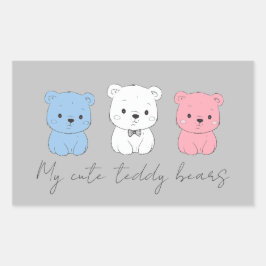 Adesivo Retangular С filhote de ursos, desenho para crianças