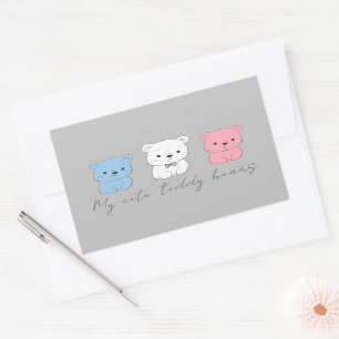 Adesivo Retangular С filhote de ursos, desenho para crianças