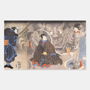 Adesivo Retangular 化け猫, aparição do gato monstruoso, Kuniyosh