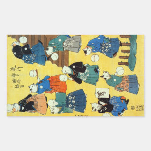 Adesivo Retangular 猫の曲芸師, acrobata dos gatos, Kuniyoshi do 