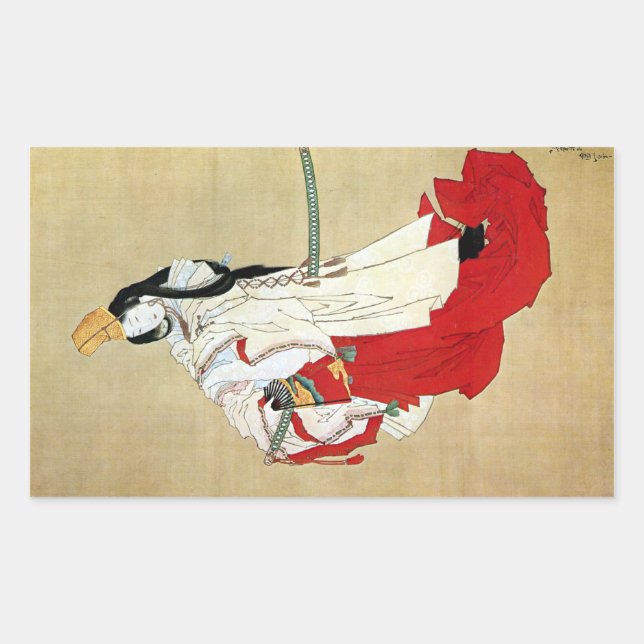 Adesivo Retangular 白 拍 子, 北 Dancer de Shirabyōshi, Hokusai, Ukiyo-e (Frente)