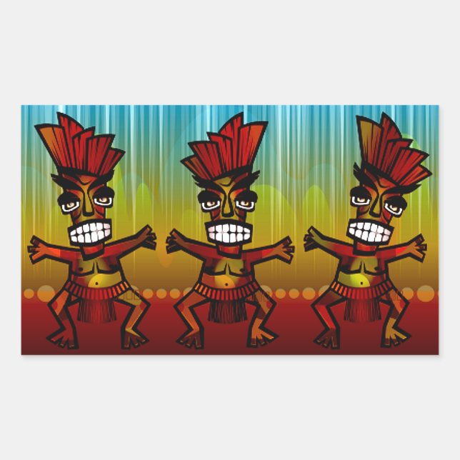 Adesivo Retangular 1312743176_Vetor_Clipart Hawaiian Tiki men (Frente)
