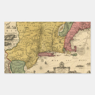 Adesivo Retangular 1685 mapa - Bélgica nova, o mundo novo, Nova