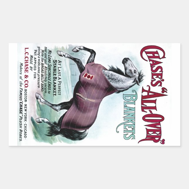 Adesivo Retangular 19ºC. Cobertores de Cavalo de Chase (Frente)