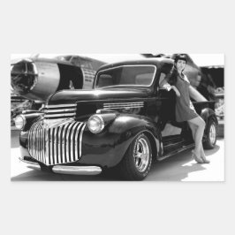 Adesivo Retangular 1941 Chevy Hot Rod Pickup Girl