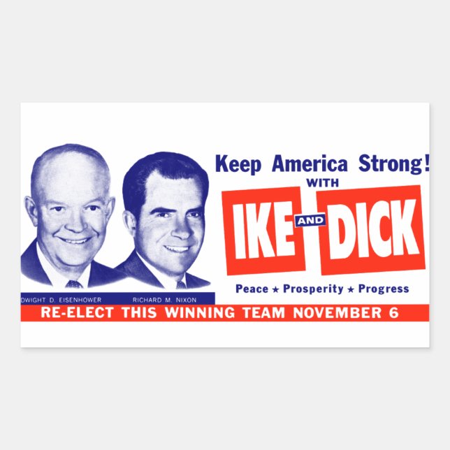 Adesivo Retangular 1956 Vote Ike e Dick (Frente)