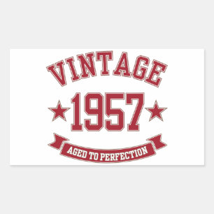 Adesivo Retangular 1957 Vintage Envelhecido até Perfecção