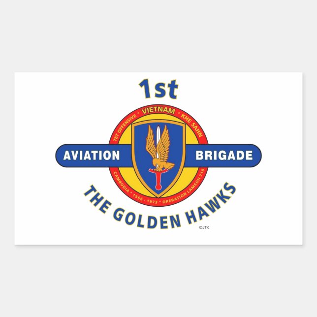 ADESIVO RETANGULAR 1RUA AVIATION BRIGADE VIETNAME "OURO HAWKS" (Frente)
