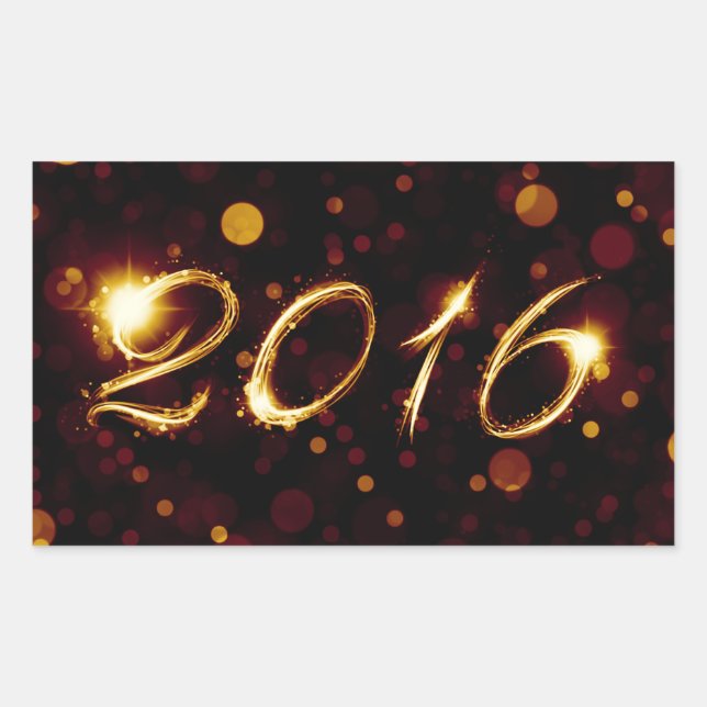 Adesivo Retangular 2016 (luzes bokeh) (Frente)