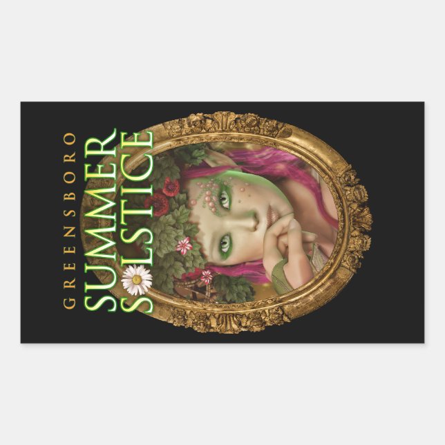 Adesivo Retangular 2017 Festival de Solstício de Verão de Greensboro  (Frente)