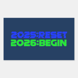 Adesivo Retangular 2025:RESET/2026:BEGIN Sticker