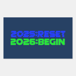 Adesivo Retangular 2025:RESET/2026:BEGIN Sticker