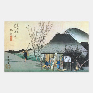 Adesivo Retangular 21. 丸子宿, 広重 Maruko-juku, Hiroshige, Ukiy