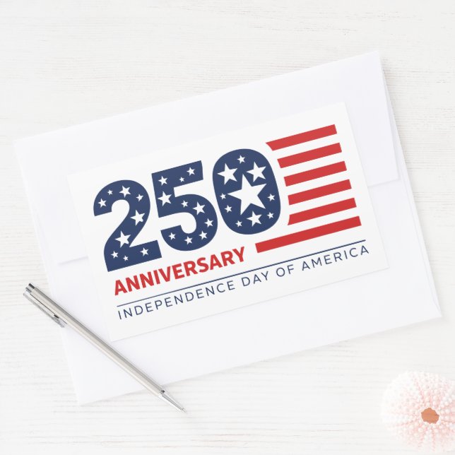 Adesivo Retangular 250º Dia da Independência dos Estados Unidos (Envelope)