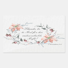 Adesivo Retangular 2 Corinthians 9:15 Obrigados para Deus Natal