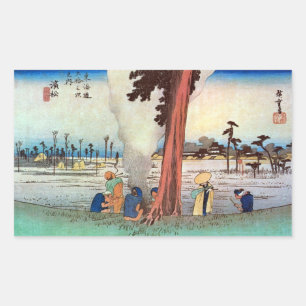 Adesivo Retangular 30. 浜松宿, 広重 Hamamatsu-juku, Hiroshige, U