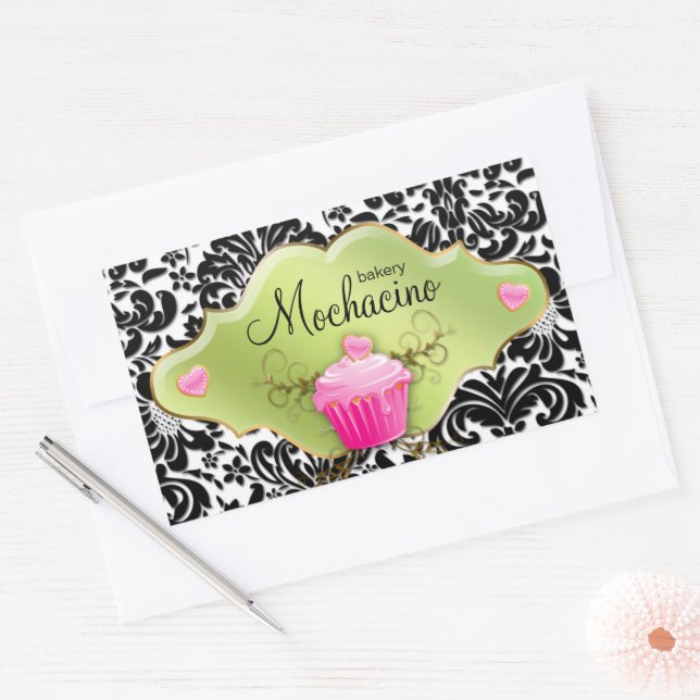 Adesivo Retangular 311 Cartão de Visita Padaria Cupcake Espirais Lima (Envelope)