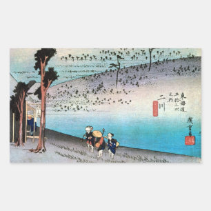 Adesivo Retangular 34. 二 川 宿, 広 Futagawa-juku, Hiroshige, Ukiyo-e
