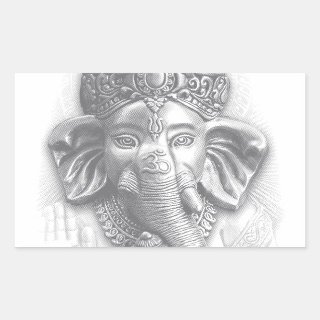 Adesivo Retangular 3d Lord Ganesha - Om (Frente)