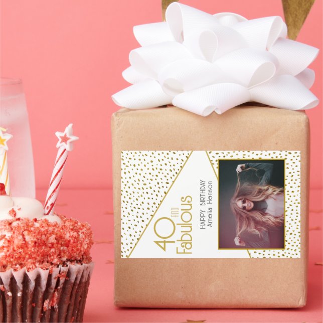 Adesivo Retangular 40 e Fabuloso aniversário de 40 anos de Foto Glitt (Festa)