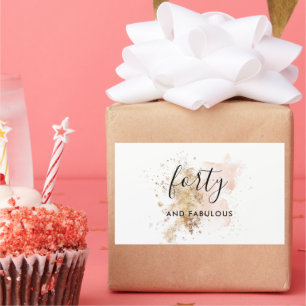 Adesivo Retangular 44aniversário de 40 anos, Rosa E Dourado