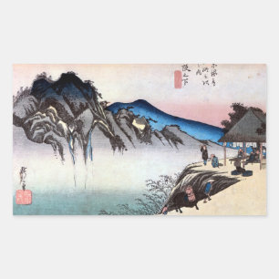 Adesivo Retangular 49. 坂 下 宿, 広 Sakashita-juku, Hiroshige, Ukiyo-e