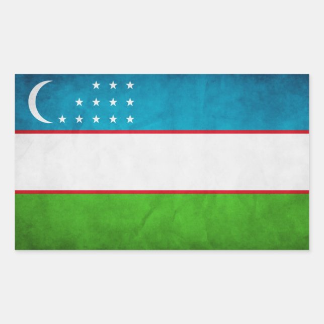 Adesivo Retangular 4 Bandeira Nacional do Usbequistão (Frente)