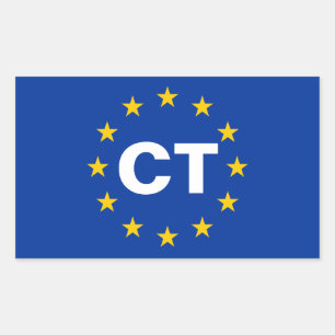 Adesivo Retangular 4 Catalunha "CT" Bandeira da União Europeia