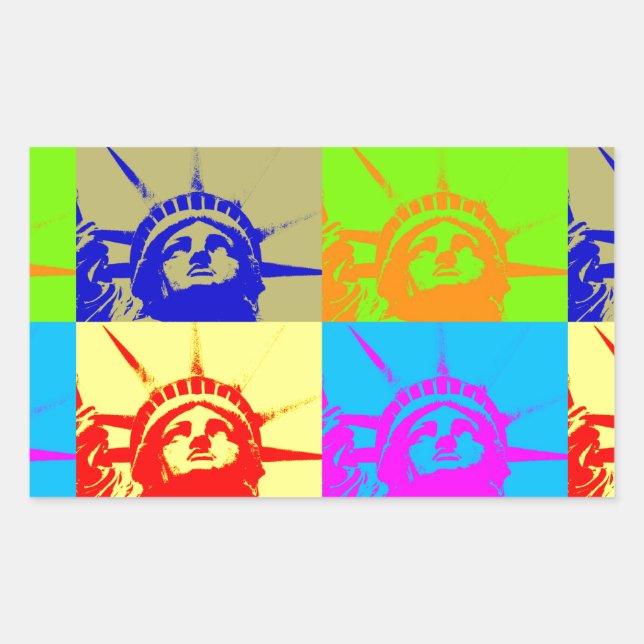 Adesivo Retangular 4 Color Pop Art Lady Liberty (Frente)