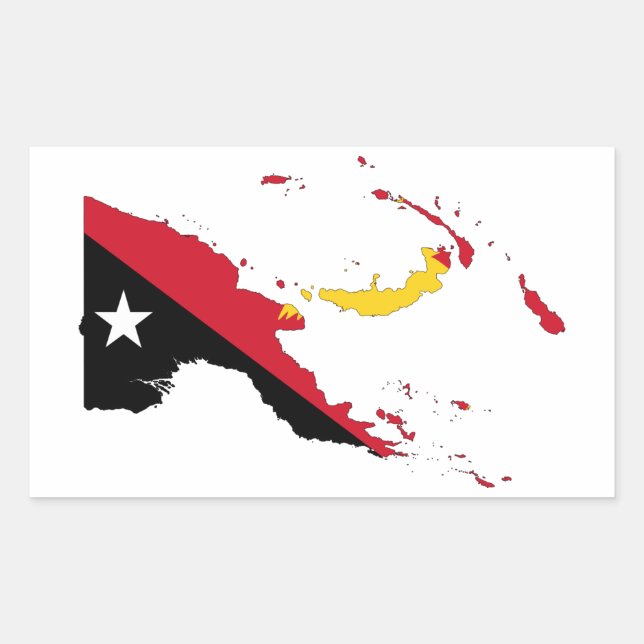 Adesivo Retangular 4 Mapa de Sinalizador Papua Nova Guiné (Frente)
