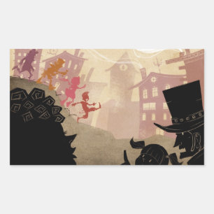 Adesivo Retangular 4 Pequenos Monstros - Caminhando Pela Cidade