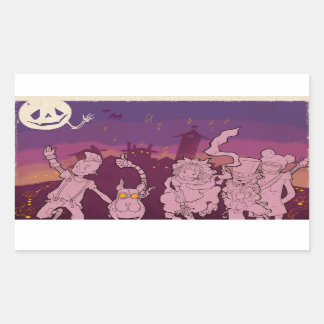 Adesivo Retangular 4 Pequenos Monstros - Música Noturna