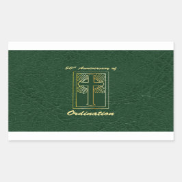 Adesivo Retangular 50º Aniversário da Ordenação do Olho de Couro Verd