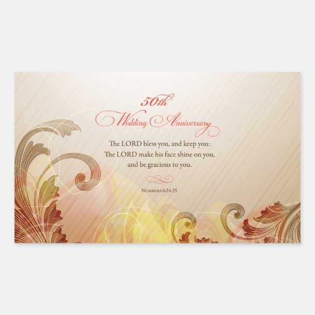 Adesivo Retangular 50º Aniversário de Casamento, Senhor Abençoe e Gua (Frente)