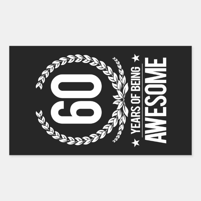 Adesivo Retangular 60.º Aniversário (60 Anos De Ser Incrível) (Frente)