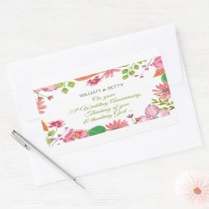 Adesivo Retangular 75.º aniversário de casamento das flores