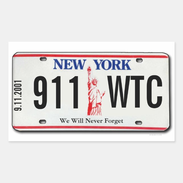 Adesivo Retangular 911 Memorial NY License Plate Sticker 1 (Frente)