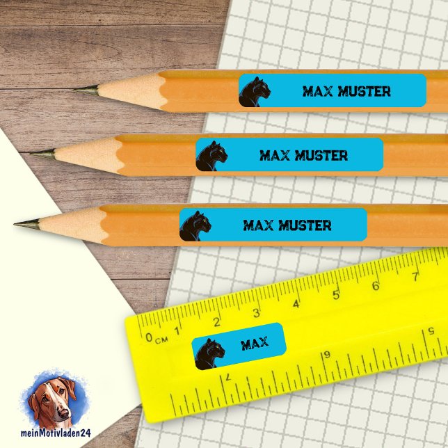 Adesivo Retangular 92 DIY Stifteaufkleber blau - Schwarzer Panther   (92 DIY Stifteaufkleber zum selber ausschneiden - Motiv: Schwarzer Panther - blau)