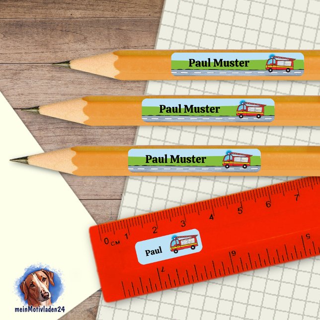 Adesivo Retangular 92 DIY Stifteaufkleber Feuerwehr  (92 DIY Stifteaufkleber zum selber ausschneiden - Motiv: Feuerwehrauto am Tag)