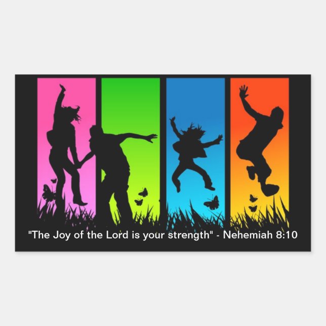 Adesivo Retangular A alegria do Senhor é a sua força Nehemiah 8:10 (Frente)
