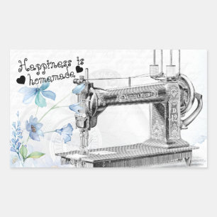 Adesivo Retangular A felicidade é o tema de costura caseira