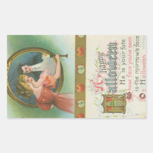 Adesivo Retangular A Feliz Vintagem do Destino de Halloween Mirrow