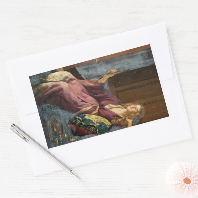 Adesivo Retangular A Garota Travessa (por John Collier) (Envelope)