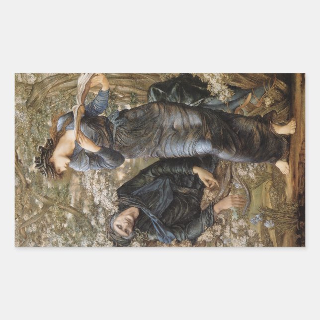 Adesivo Retangular A invasão de Merlin (Edward Burne-Jones) por Vivie (Frente)
