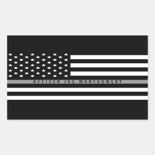 Adesivo Retangular A linha cinzenta fina bandeira americana adiciona