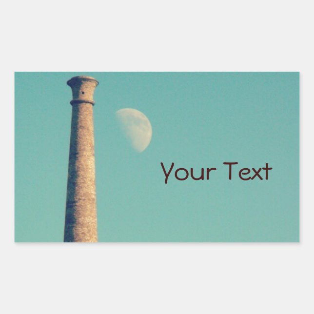 Adesivo Retangular A Lua e uma Torre: Aberystwyth (Frente)