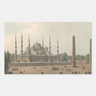 Adesivo Retangular A Mesquita Azul de Sultan Ahmed, Istambul, Turquia
