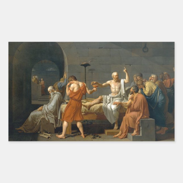 Adesivo Retangular A morte de Sócrates por Jacques-Louis David (Frente)